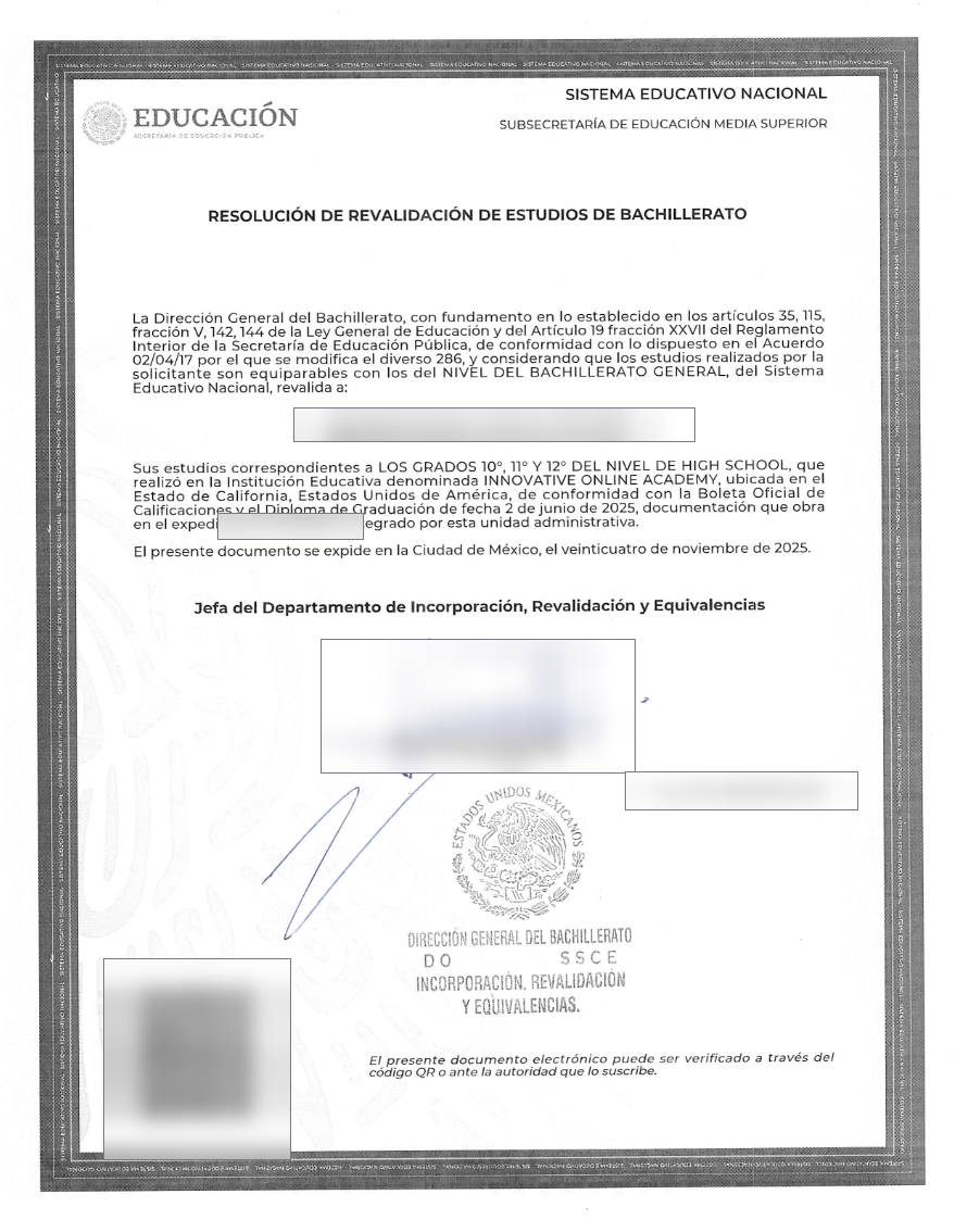 Resolución de Revalidación SEP (México)